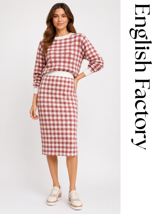 Anthropologie Dresses & Skirts - Anthropologie - English Factory - Gingham Knit Pencil Skirt